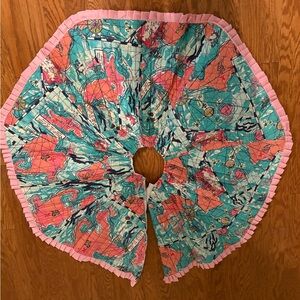 Lilly Pulitzer Map Print Skirt with Pink Trim
